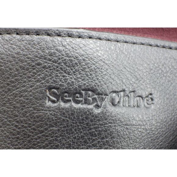 See by Chloé Suede Leather Tote Bag Colorblock Burgundy Fall COA - Picture 4 of 13